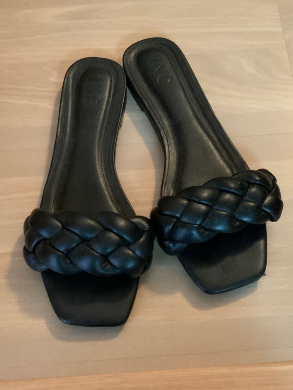 INC International Concepts Black Braided Slide Sandals